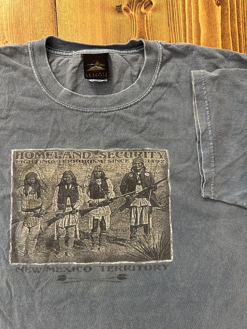 Vintage Prarie Mountin Homeland Security Native American Indian Tee Shirt XL